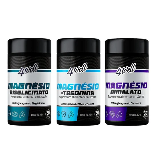 Kit Magnésios Power (Bisglicinato + Dimalato + Treonina)